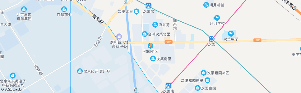 北京次渠敬园小区_公交站地图_北京公交_妙搜公交查询2024