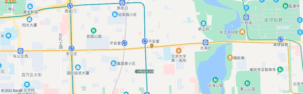 北京平安里路口东_公交站地图_北京公交_妙搜公交查询2025