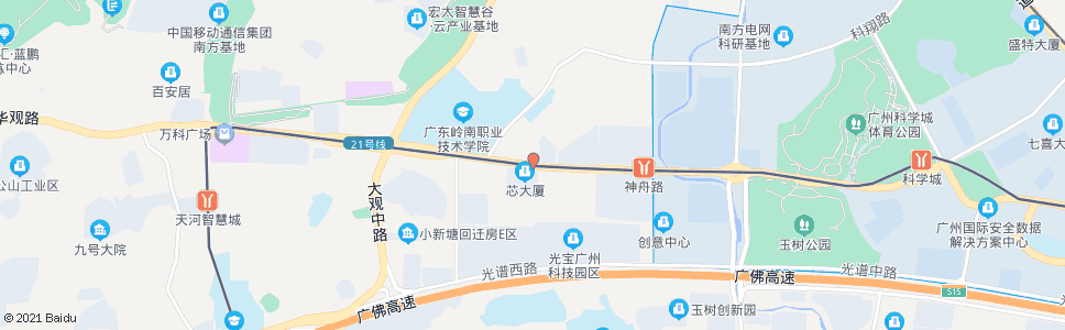 广州科学大道(广东质检院)_公交站地图_广州公交_妙搜公交查询2024