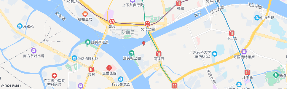 广州滨江西路(洲咀大街)_公交站地图_广州公交_妙搜公交查询2025