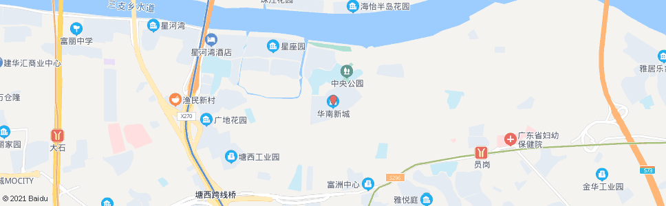 广州华南新城南区正门(南行)_公交站地图_广州公交_妙搜公交查询2024