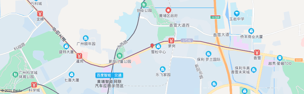 广州开创大道(香雪山南)_公交站地图_广州公交_妙搜公交查询2025