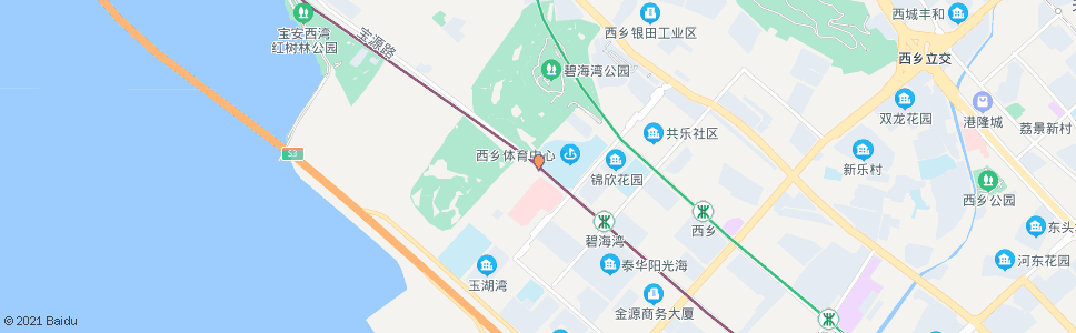 深圳西乡体育中心西1_公交站地图_深圳公交_妙搜公交查询2025