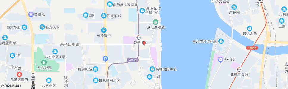 长沙茶子山路滨江景观道口_公交站地图_长沙公交_妙搜公交查询2024