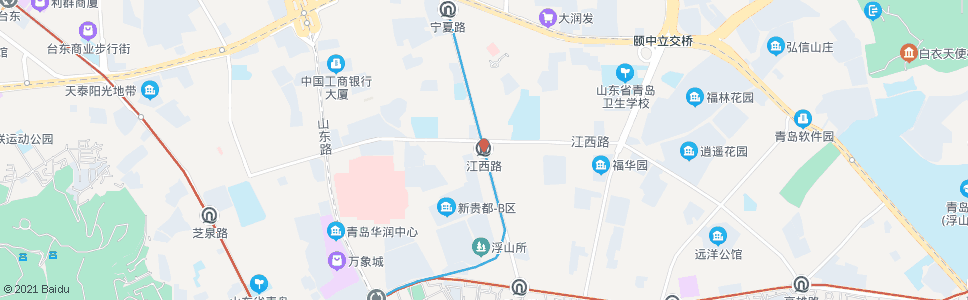 青岛江西路站_公交站地图_青岛公交_妙搜公交查询2024