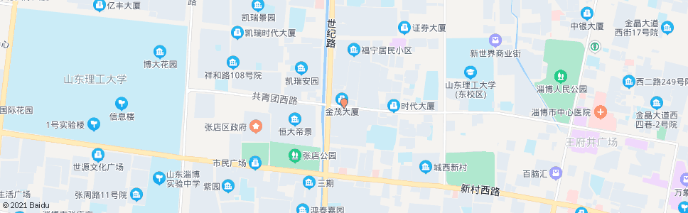 淄博共青团路世纪路路口_公交站地图_淄博公交_妙搜公交查询2024