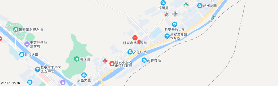 延安博爱医院(交警一大队)_公交站地图_延安公交_妙搜公交查询2025