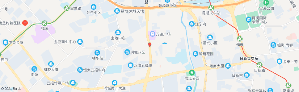 昆明绿茵大道路口(昆明西山万达广场)_公交站地图_昆明公交_妙搜公交查询2024