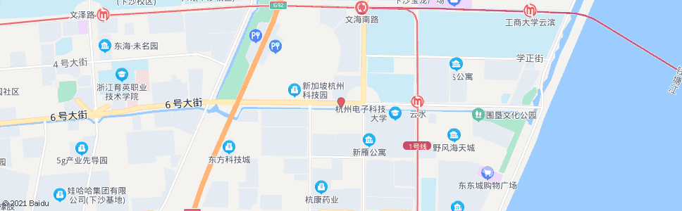 杭州六号大街二十一号路口_公交站地图_杭州公交_妙搜公交查询2024