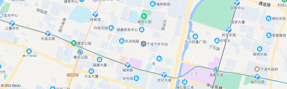 宁波沧海路宁穿路口(汽车东站)_公交站地图_宁波公交_妙搜公交查询2024